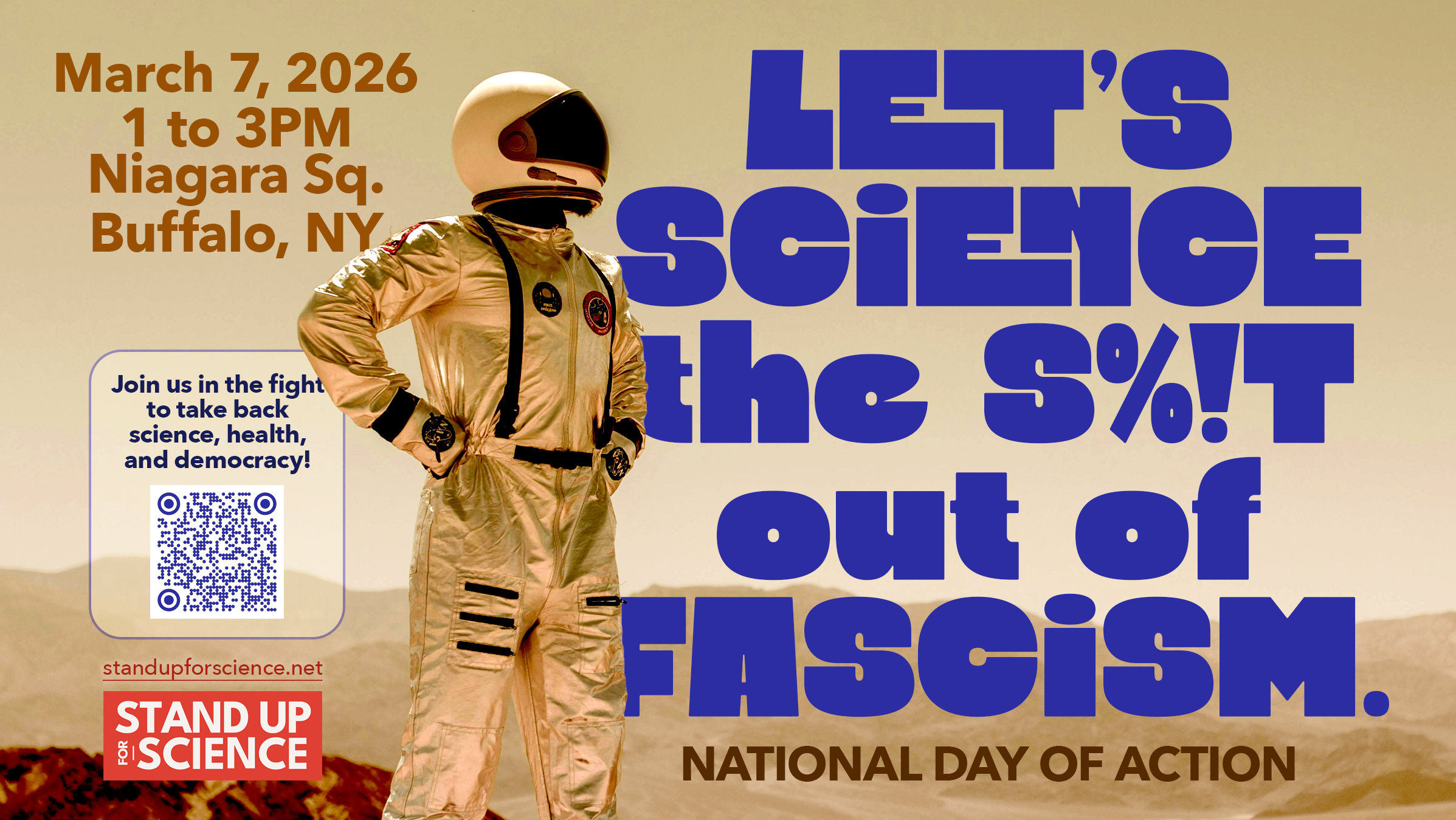 Event poster designed for Stand Up for Science, adapting a pop-culture reference into the rally's tagline and artwork.